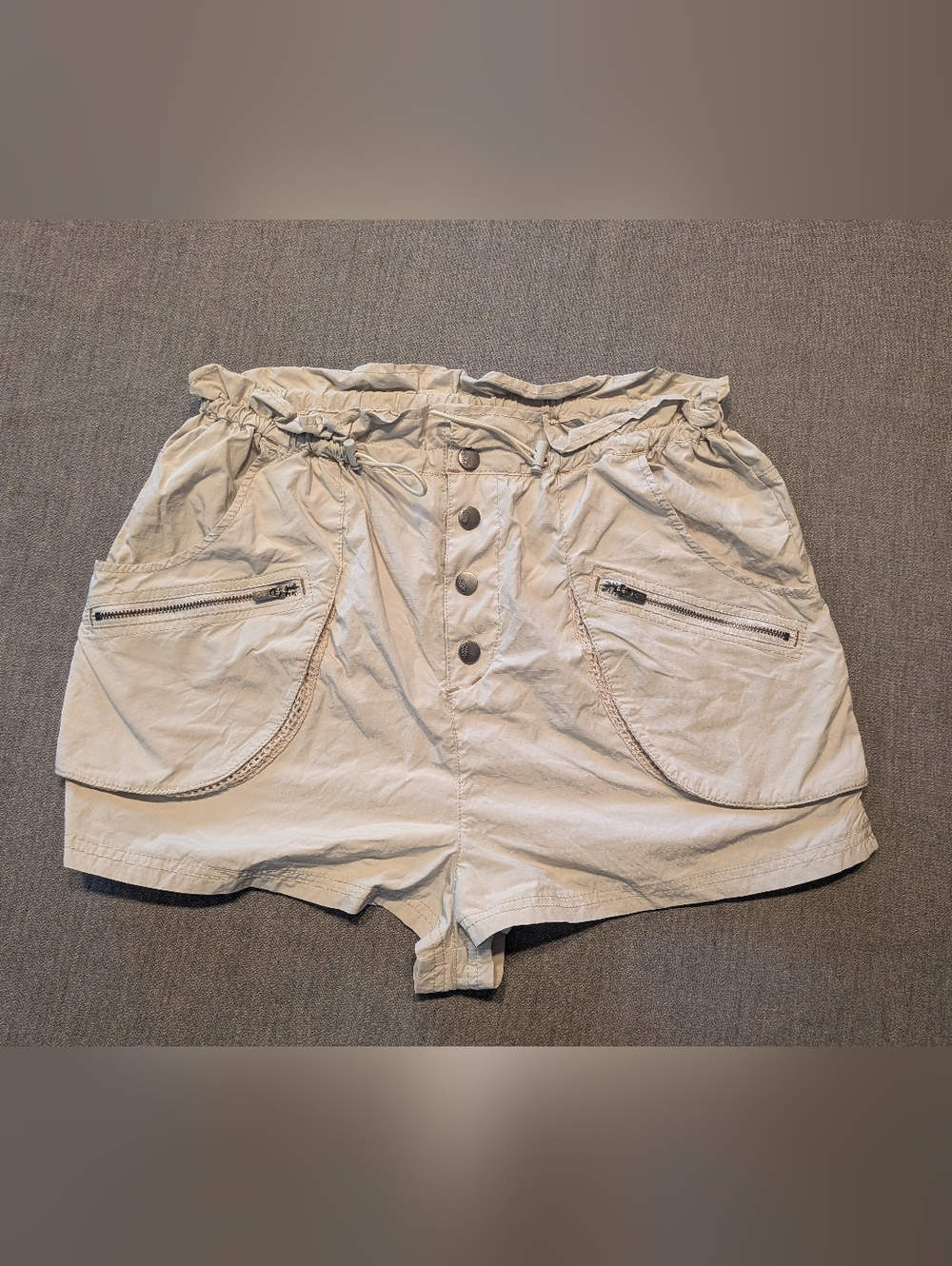 Free People Movement Sheer Beige Off The Grid Shorts Size Small